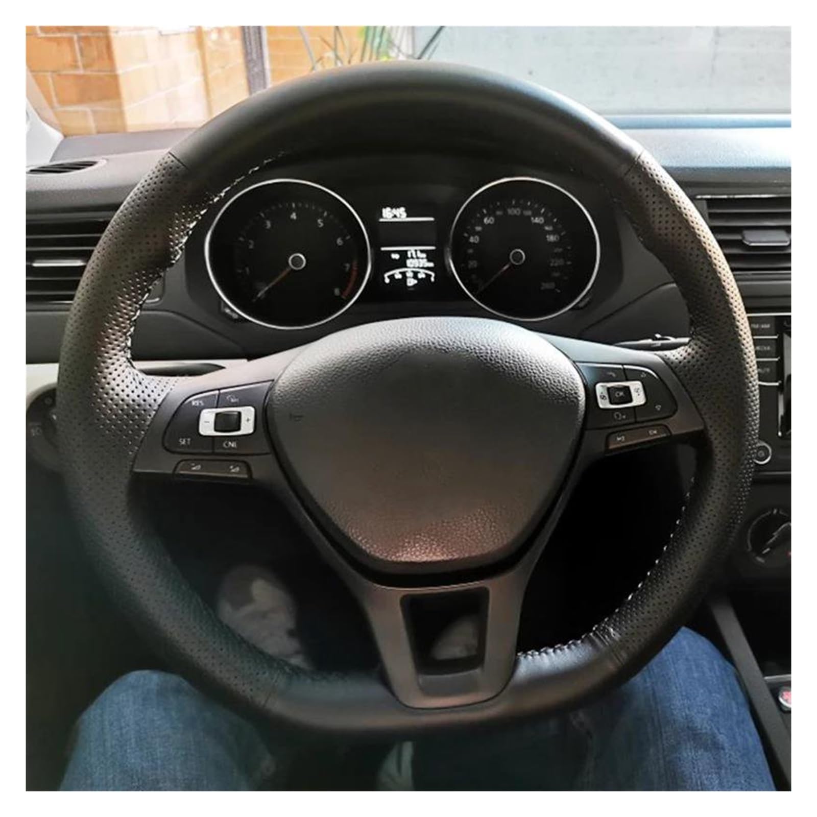 Lenkrad Abdeckung Für G&olf 7 Mk7 Für t&Ouran Für U&p Für Polo Für J&etta Für P&assat B8 Für Tiguan Auto Lenkrad Abdeckung Auto Zubehör Leder Custom Lenkradhülle(1) von EVEKHAHHRB