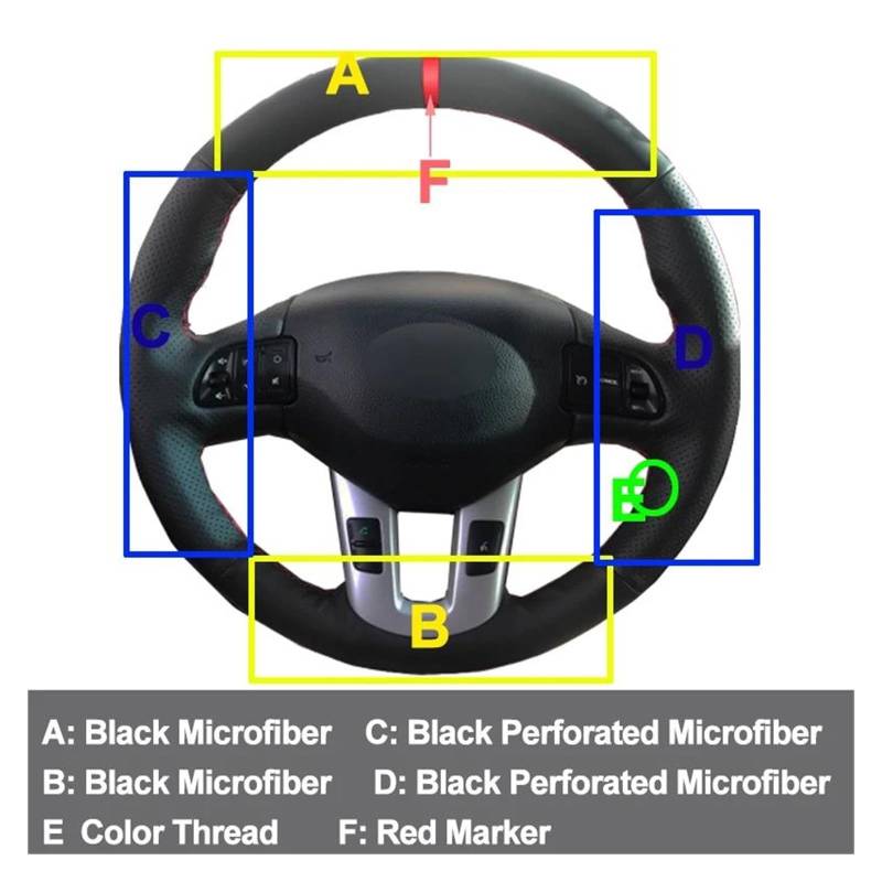 Lenkrad Abdeckung Für Kia Für S&Portage 3 Für Kia Für Ceed Für CEE 2011 2012 2013 2014 Geflecht Auf Die Lenkrad Hand Nähen Auto Lenkrad Abdeckung Lenkradhülle(Bl Thread) von EVEKHAHHRB