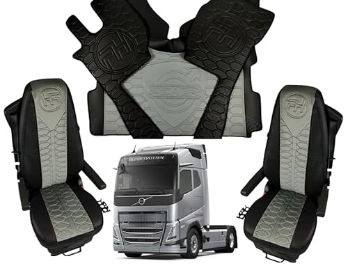 LKW-Fußmatten für VOLVO FH4 FH5 FH Aero Fußmatte + Sitzbezüge (Schwarzgrau) von EVELTRUCK