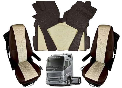 LKW-Fußmatten für VOLVO FH4 FH5 FH Aero Fußmatte + Sitzbezüge (braun-beige) von EVELTRUCK