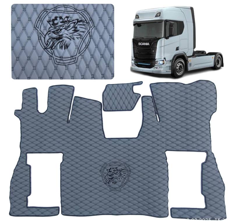 LKW-Fußmatten kompatibel zu SCANIA S Fußmatte (Material grau, Faden schwarz) von EVELTRUCK