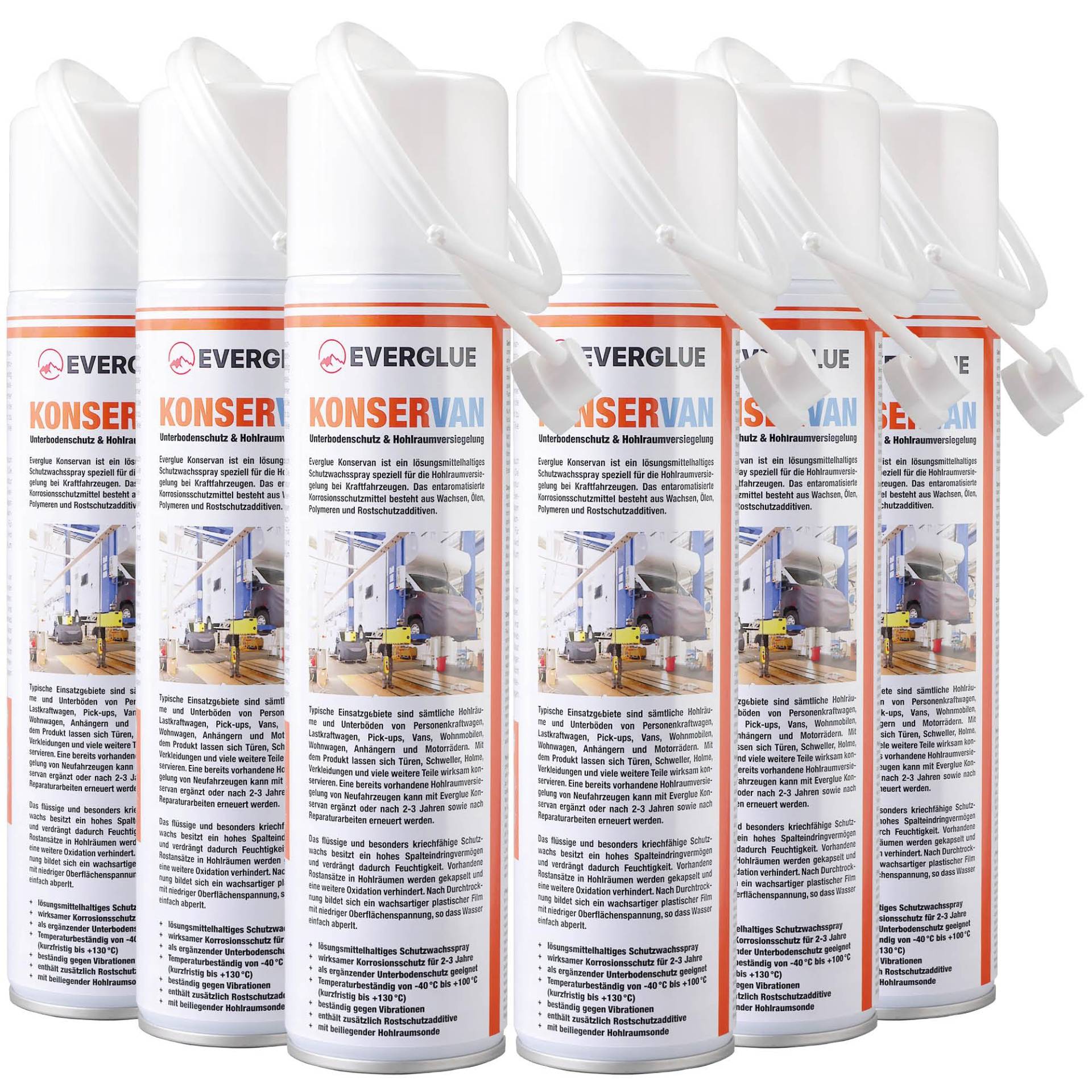 EVERGLUE Konservan Unterbodenschutz und Hohlraumversiegelung Schutzwachsspray für Auto Grundierung und Versiegelung für Wohnmobil, Van, LKW als Rostschutz Rostumwandler 400ml Aerosol (15) von EVERGLUE