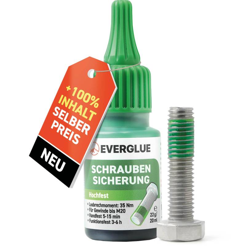 EVERGLUE Schraubensicherung anaerob hochfest schwer demontierbar bis M20-Gewinde 22g Dosierflasche von EVERGLUE