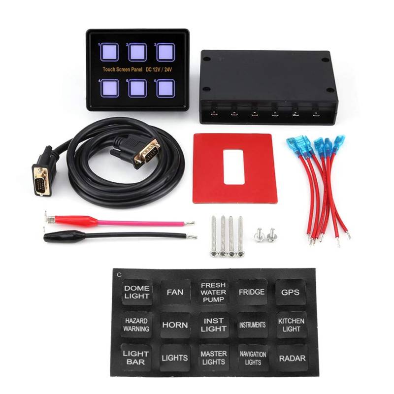 6-Gang-Schalttafel, 12-V / 24-V-Unifür Versal-Touchscreen-Bedienfeld Box LED-Schalttafel für Auto-Boot von EVGATSAUTO