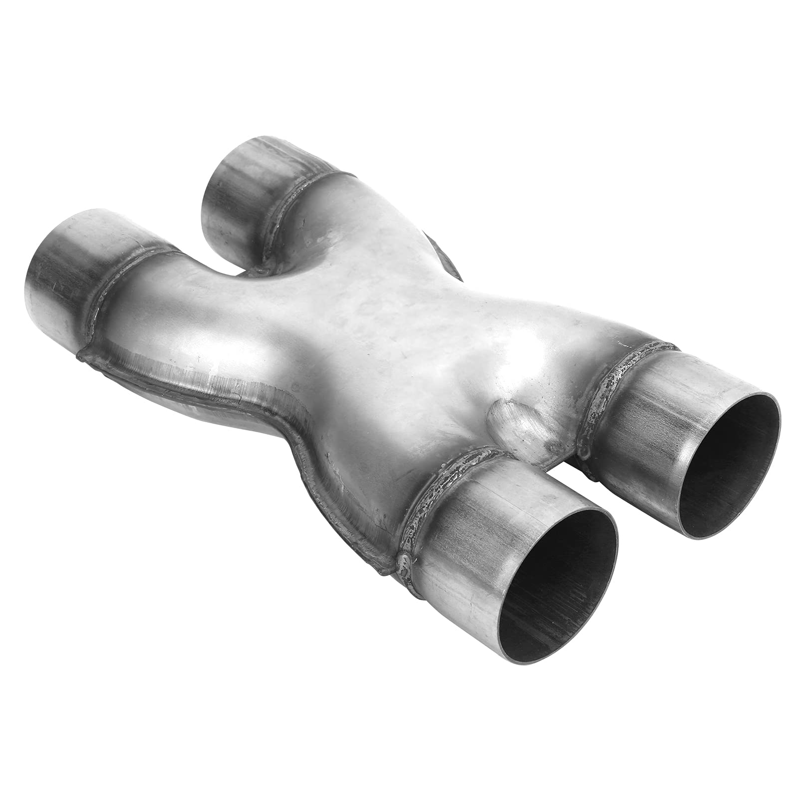 Auspuffrohr, Auspuff X-Pipe Dual Einlass/Auslass 2,5 Zoll Universal Edelstahl Crossover Universal von EVGATSAUTO