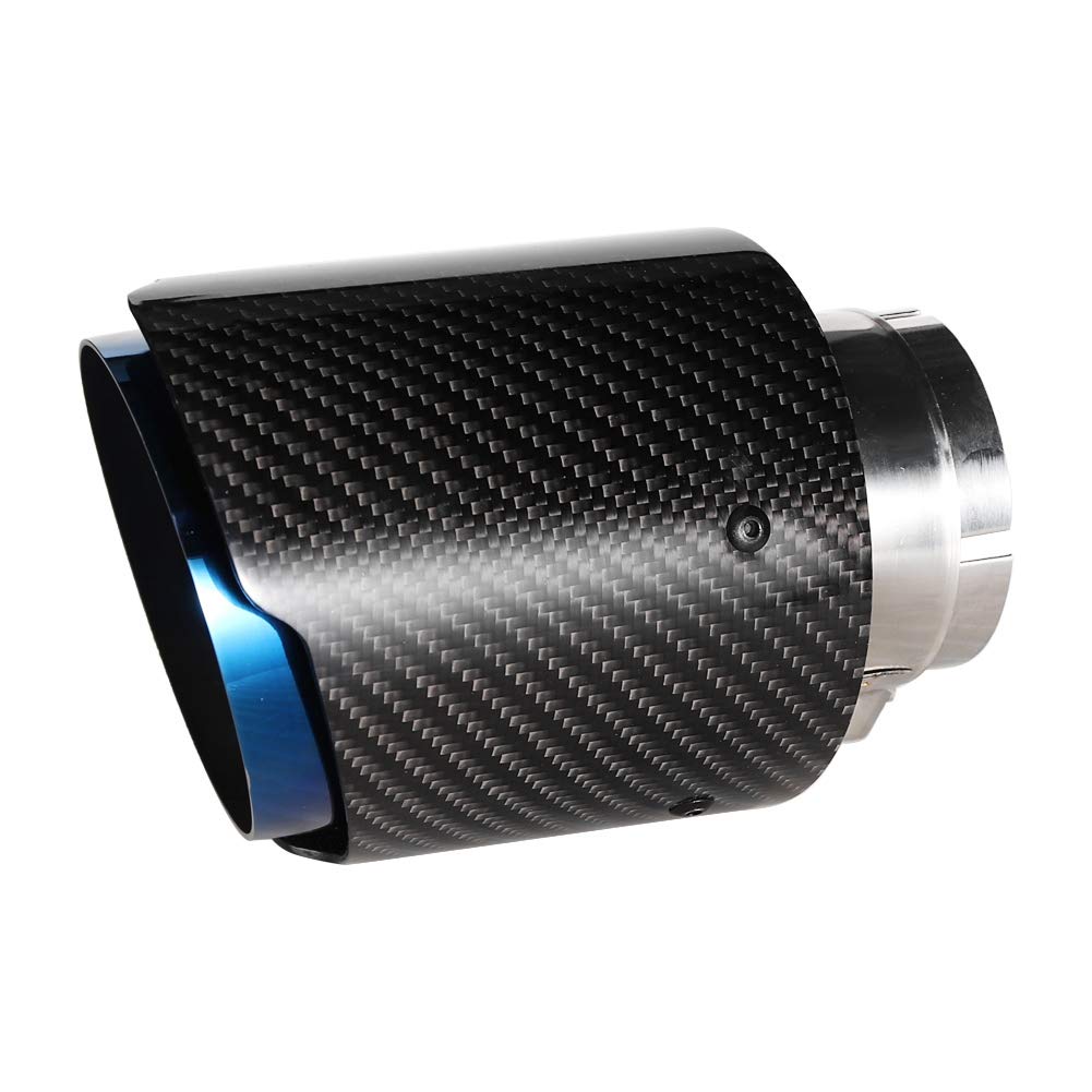 Auto hinten Auspuff blenden schwarz, Carbon Fiber Glossy Auto gerade Auspuffrohr hinten Spitze Schwanz Hals Endrohr Schalldämpfer 63-101mm auspuffblende schwarz 100mm von EVGATSAUTO