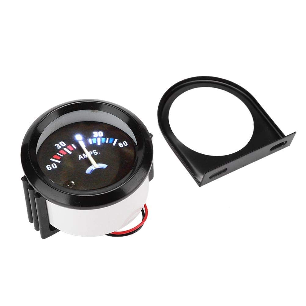 DC 12V Amperemeter Guage, 2 Zoll 52mm Auto Amperemeter Voltmeter 60-0-60A AMP Gauge Voltmeter für Auto Fahrzeuge (ABS Schwarz) von EVGATSAUTO