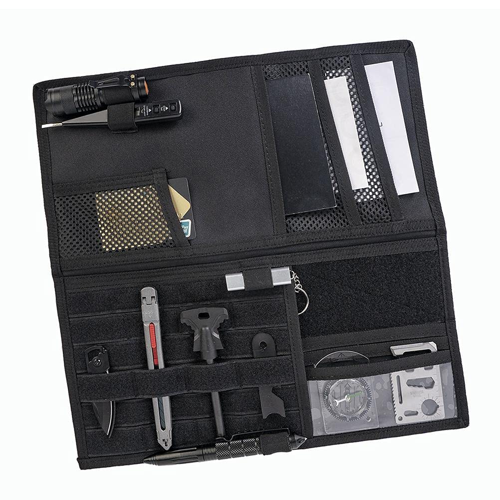 EVGATSAUTO Auto-Visier-Organizer, Verstellbare Sonnenbrillen-Aufbewahrungstasche mit 1000D-Nylon-Material für Auto-Sonnenblende-Aufbewahrungstasche (Black) von EVGATSAUTO