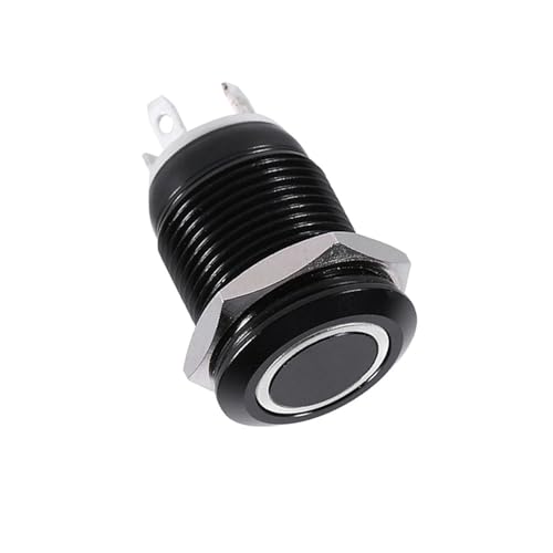 EVGATSAUTO LED-Druckschalter Auto 12mm 2A LED-Licht Momentan-Druckknopfschalter LED-Momentum-Verriegelungsschalter umschalten Schwarzes Gehäuse(Weißes Licht) von EVGATSAUTO