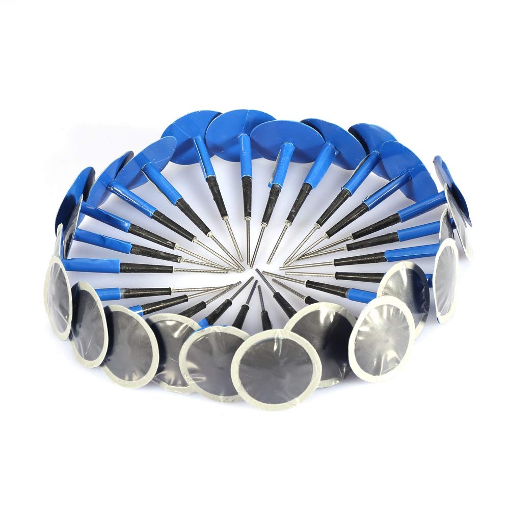 EVGATSAUTO Reifenstopfen Patch Gum, 24 Stück Auto Motorrad Universal Tubeless Rubber Blue Reifenpunktion Reparatur Pilz Plug Patch Gum(60 * 9 mm) von EVGATSAUTO