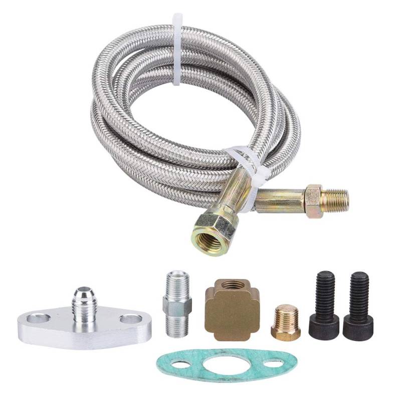 EVGATSAUTO Turbo Oil Line Kit 36-Zoll-Turbo Oil Return Drain Line Kit Lieferung Komplettes Kit für T3 T4 T3/T4 von EVGATSAUTO