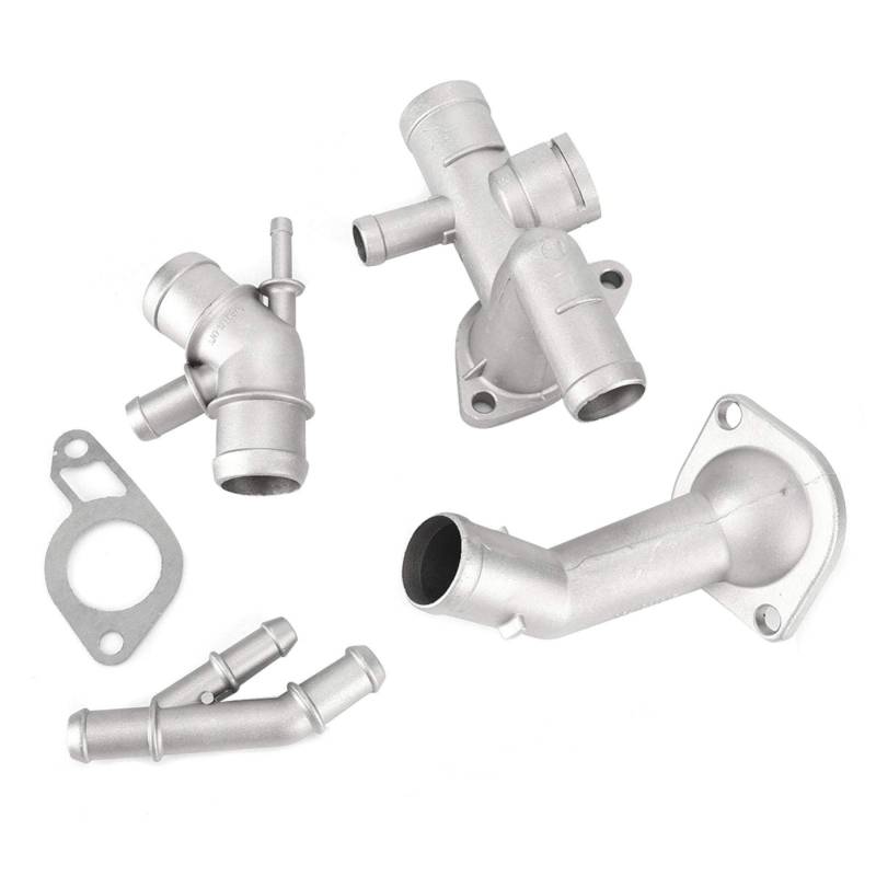 Kühlmittelflansch-Kit, 4-teilig/Satz Aluminium-Motor-Kühlmittelschlauch-Flansch-Kit Passend für Mk4 1.8T 2000 2001 2002 2003 2004 2005 06A121132A 06A121121F 06A121133J von EVGATSAUTO