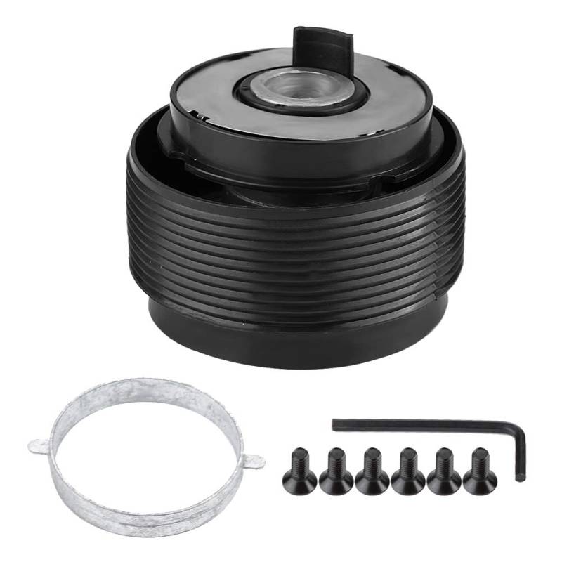 Lenkradnabenadapter, Aluminiumlegierung Auto Lenkradnabe Schnellwechseladapter Kit Schwarz von EVGATSAUTO