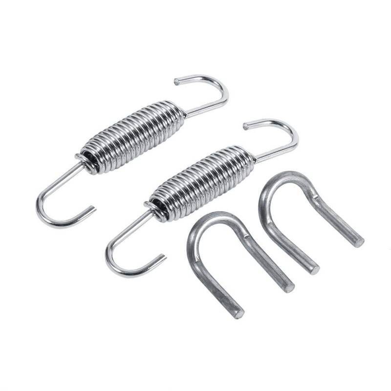 auspufffedern Motorrad Auspuffrohrfeder, 2x 65mm / 2.56" Motorrad Auspuff Federn Edelstahl Silber Auspuff Feder Voll drehbare Befestigungsfedern für Motorrad Schalldämpfer Federn von EVGATSAUTO