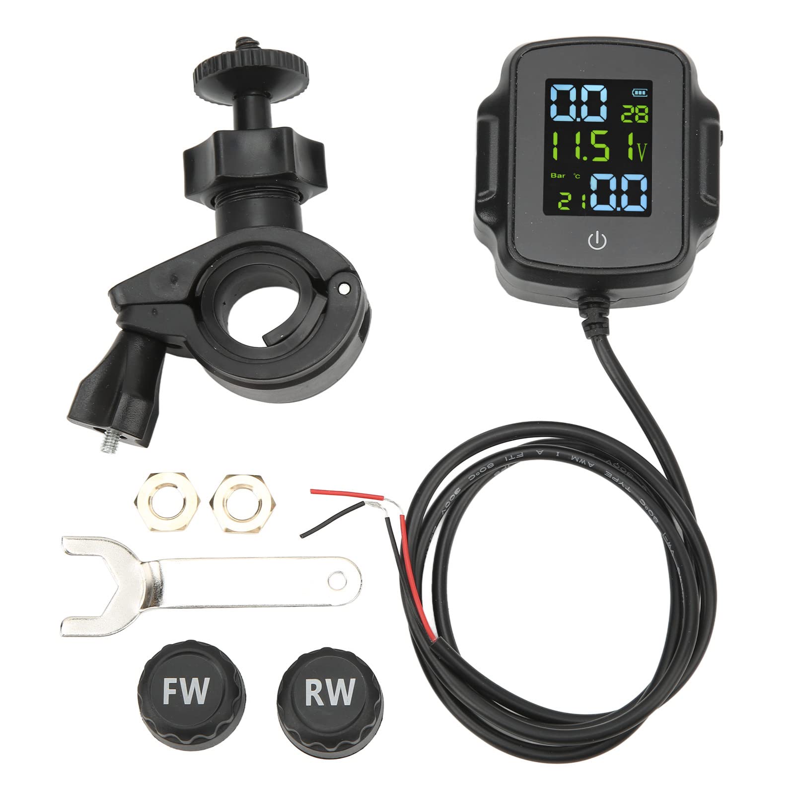 Reifendrucküberwachungssystem, Motorrad-TPMS mit 2 Externen Sensoren TPMS 12 V USB-Aufladung Hochpräzises Display 433,92 MHz ± 20,00 MHz von EVGATSAUTO