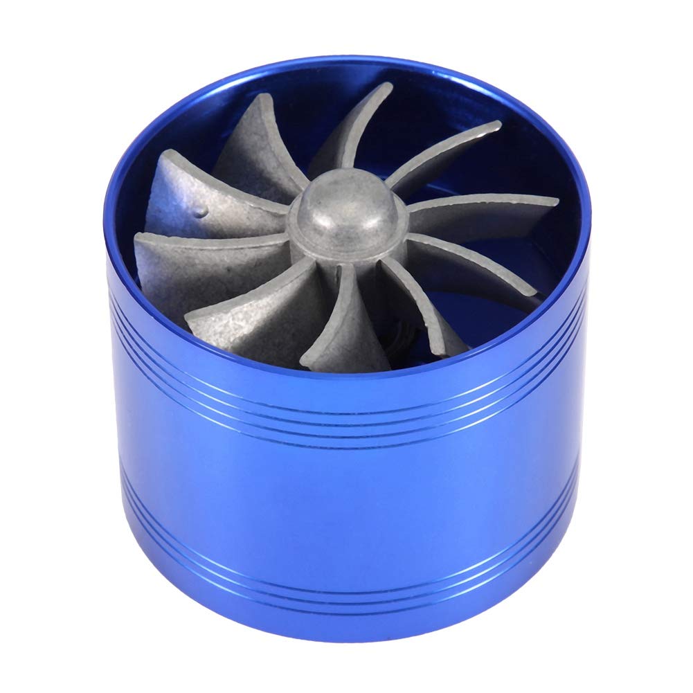 Turbonator Kraftstoffsparer, Auto Lufteinlass Turbonator Ein Lüfter Turbine Super Ladegerät Gas Kraftstoffsparer Turbo 64mm(Blau) von EVGATSAUTO