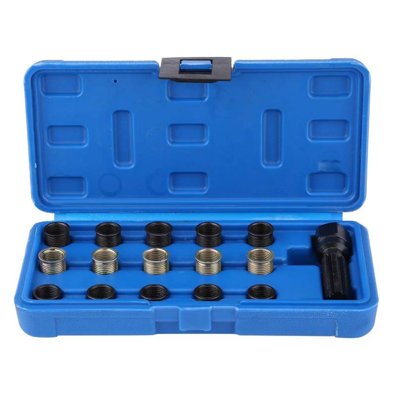 Zündkerzenstecker Set, 16-tlg. 14 mm x 1,25 Zündkerzengewinde Reparatur Toolkit M16 Hahn mit tragbarem Gehäuse von EVGATSAUTO