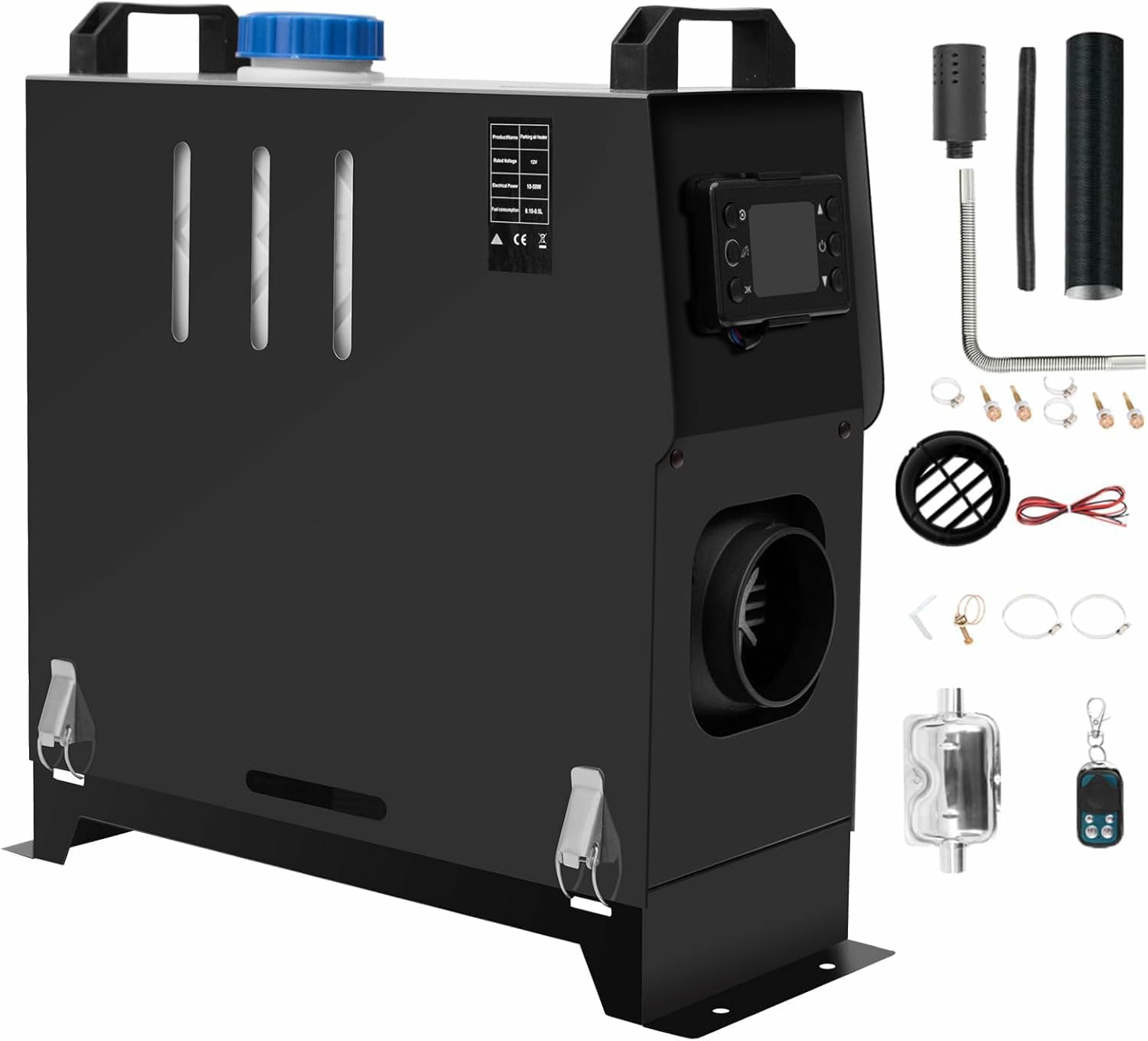 EVGTTI Dieselheizung All-in-One, 5KW 12V, Diesel-Luft-Auto-Parkheizung mit verbessertem LCD-Schalterdisplay und Fernbedienung, schnelles Aufheizen, für Wohnmobil, Garage, LKW, KFZ(Schwarz) von EVGTTI