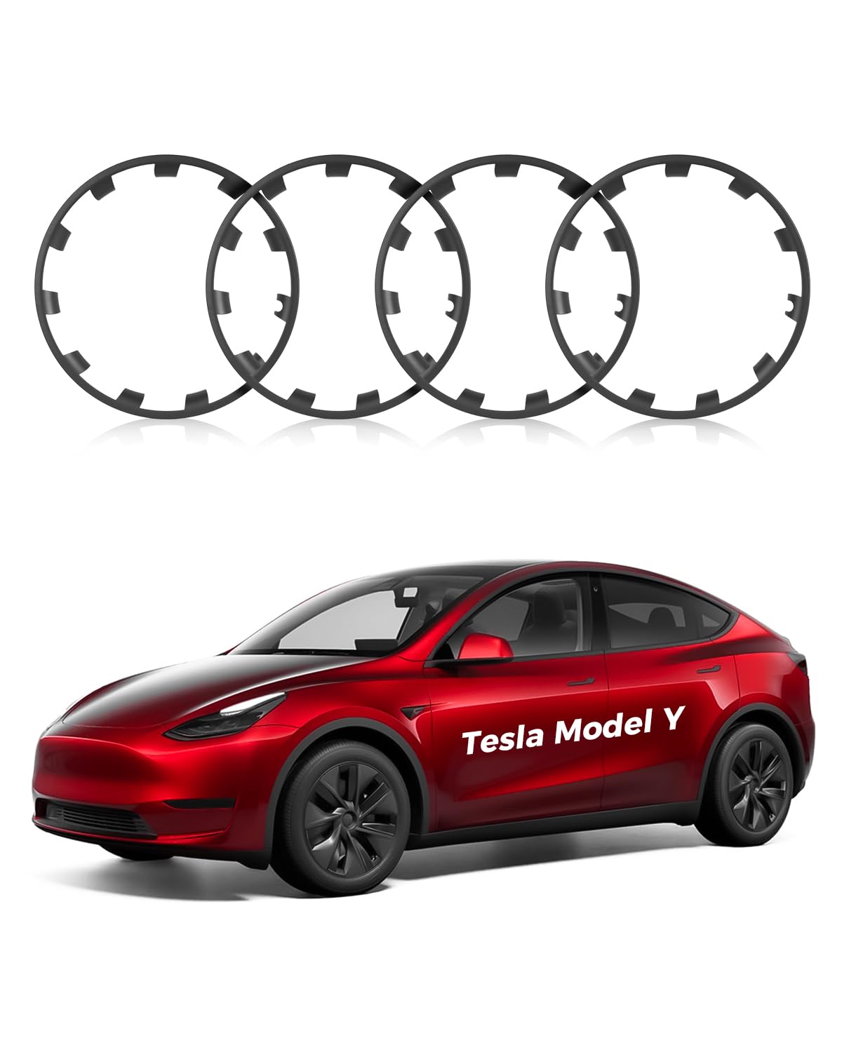 EVOOOR Tesla Model Y 21 Zoll Felgenschutz ABS Uberturbine-Rad–Streifen zur Verhinderung von Bordsteinausschlägen–Set mit 4 Felgenschutz (Gunpowder, 21 Zoll) von EVOOOR