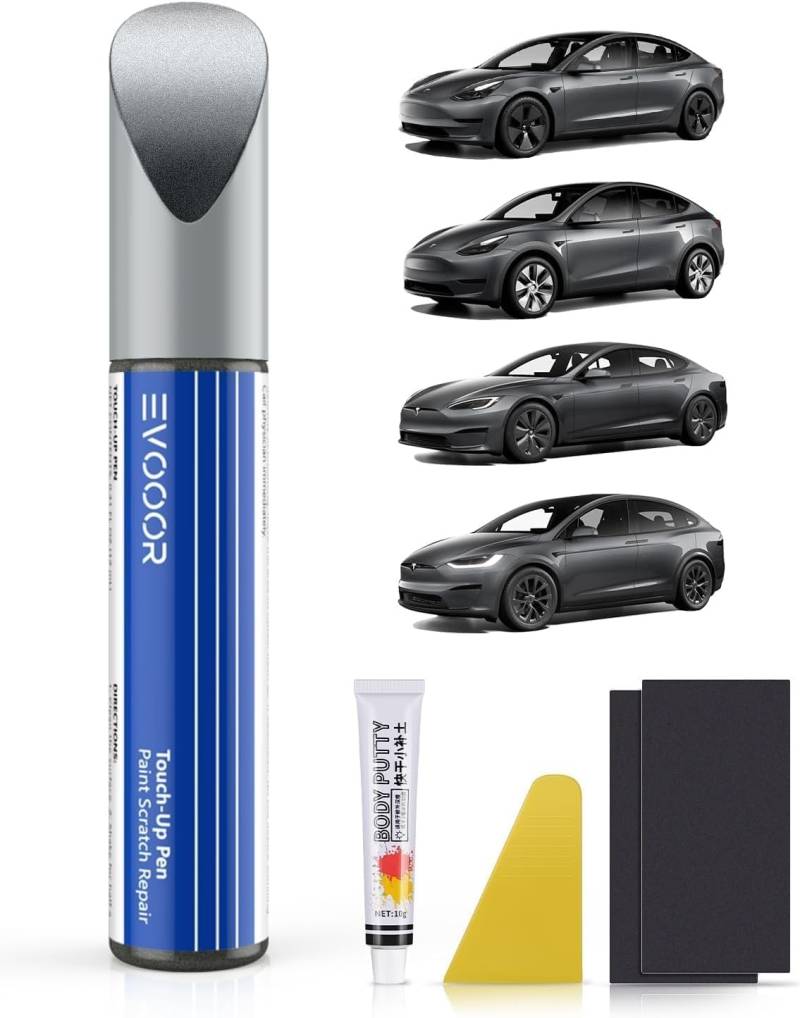 Midnight Silver Metallic (PMNG) Nachbesserungslack für Tesla-DIY-Kit mit farblich abgestimmtem Nachbesserungslack für Model 3/Y/S/X von EVOOOR