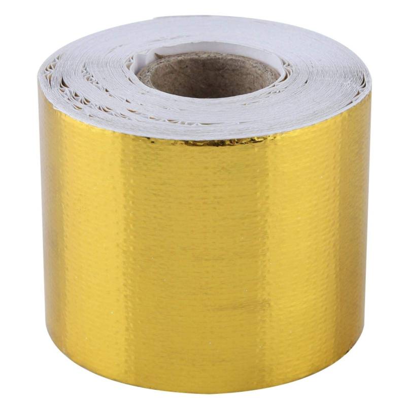 1 Rolle Goldenes Auto Auspuffrohr Hitzebeständiges Klebeband Aluminiumfolie Selbstklebendes Reflektierendes Hitzeschild Wrap Tape(10M*5Cm) von EVTSCAN