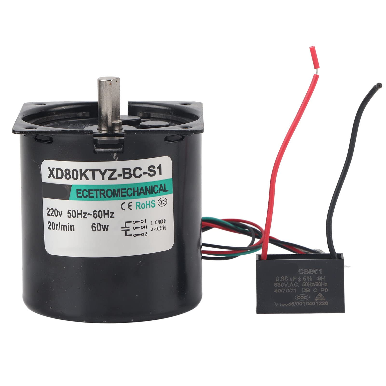 AC-Synchronmotor, Exzenterwelle, Permanentmagnet, langsame Geschwindigkeit, große Torsion, 60 W, XD80KTYZ für Haushaltsgeräte (20rpm/min AC220V) von EVTSCAN