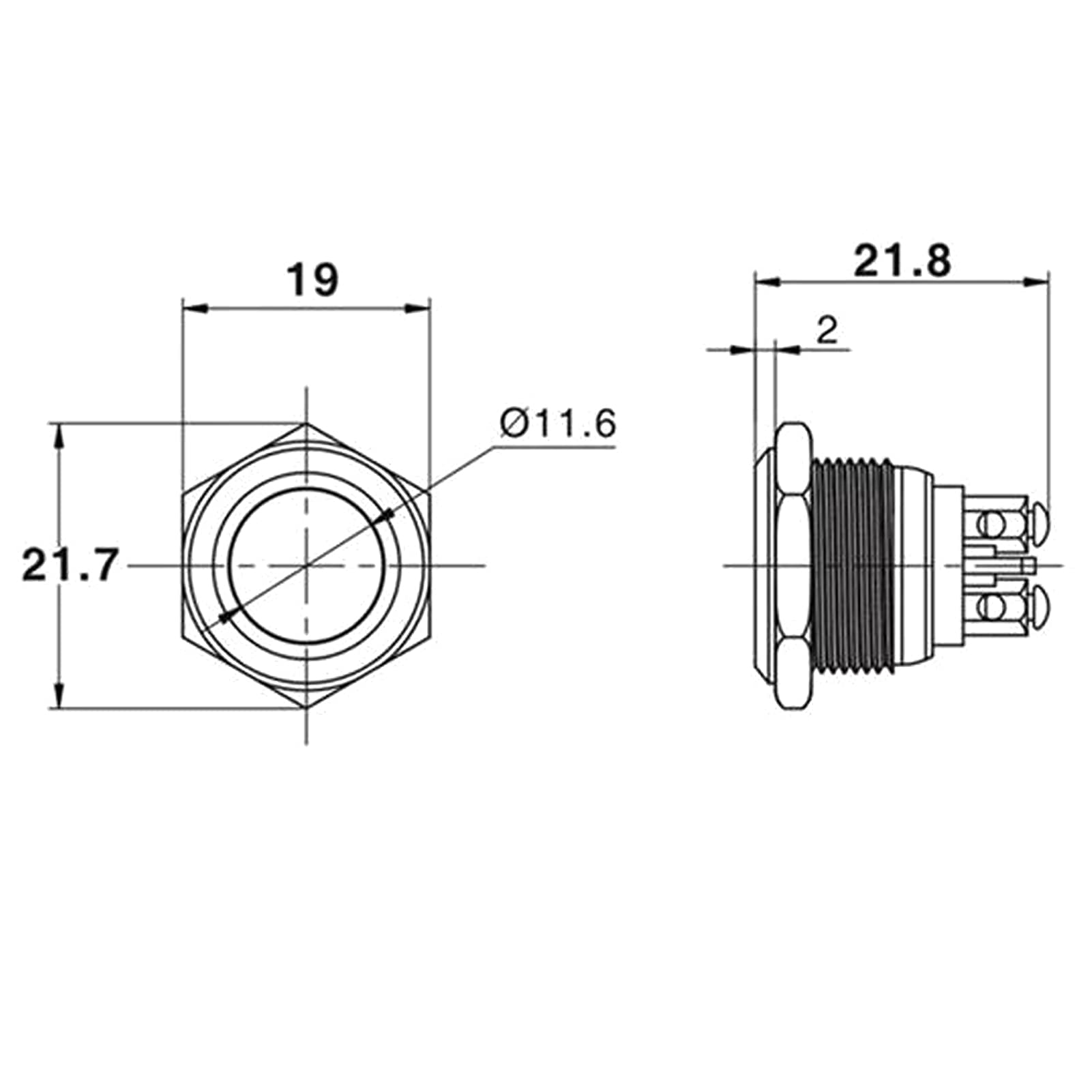 EVTSCAN 16 mm wasserdichtem Druck, Edelstahlkonstruktion, Selbstrücksetzen, robust, normalerweise offen, für den industriellen Gebrauch im Freien (Green) von EVTSCAN