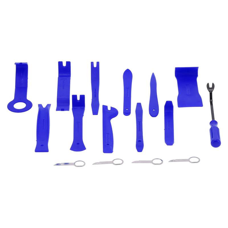 EVTSCAN 16pcs Auto Entfernung Werkzeug Trim Pry Audio Reparaturset Kit glatt ergonomisches Design Krähenplattenschraubendreher Edelstahl für Auto -Tür -Panel -Instrumente Schreibtisch (Blue) von EVTSCAN