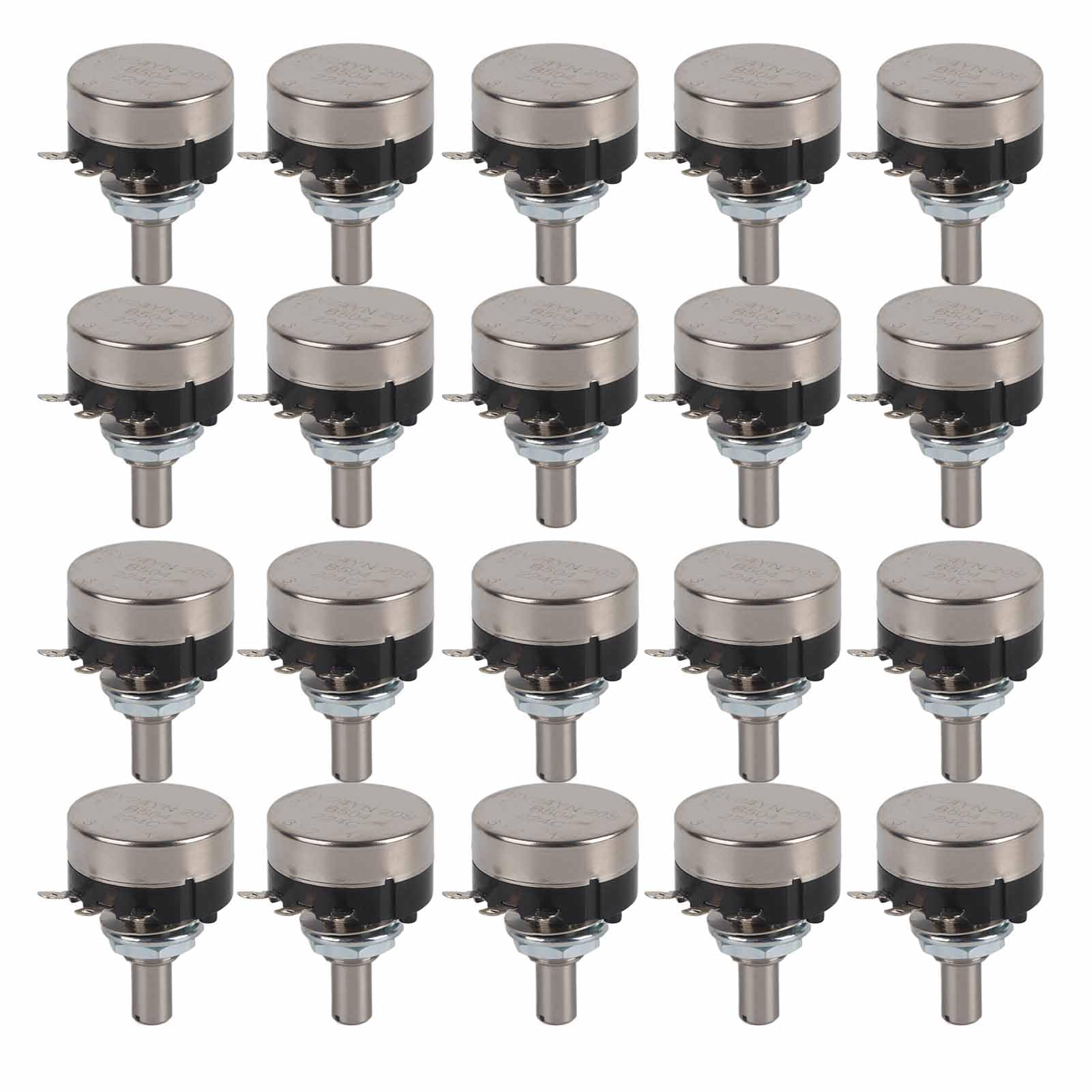 EVTSCAN 20 Pack 10k Carbonfilm -Potentiometer, Einzelwende -Rotary -, silberbeschichtete Anschlüsse für Audio -Lautstärkeregel -Stromverstärker DIY -Projekte (B504 500K) von EVTSCAN