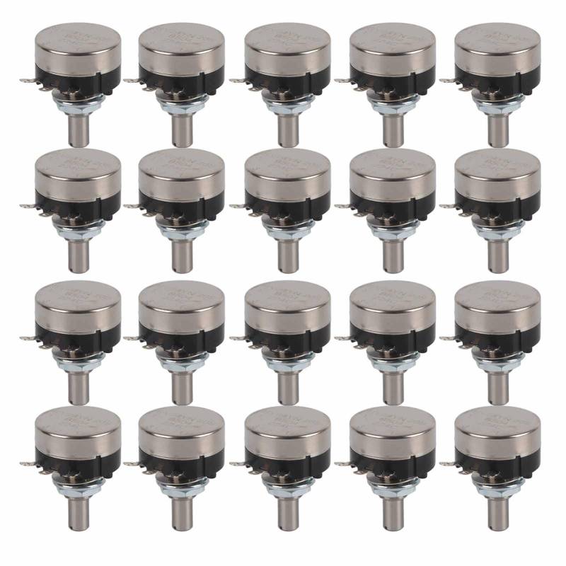 EVTSCAN 20 Pack 10k Carbonfilm -Potentiometer, Einzelwende -Rotary -, silberbeschichtete Anschlüsse für Audio -Lautstärkeregel -Stromverstärker DIY -Projekte (B504 500K) von EVTSCAN