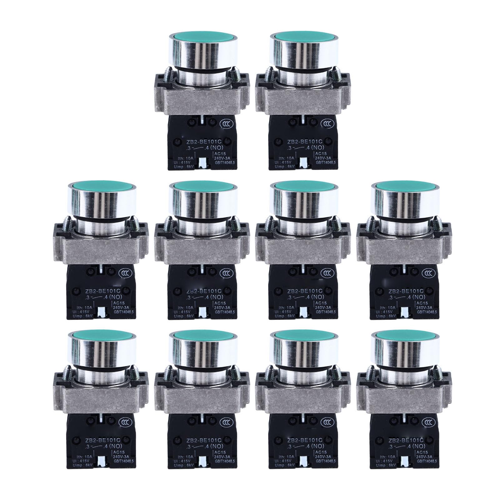 EVTSCAN 22 -mm -Packung mit 10 Self -Reseting -Druckknopfschalter, Aluminiumlegierung Build, AC240V -Bewertung, einfache Installation, robust, für den industriellen und häuslichen von EVTSCAN