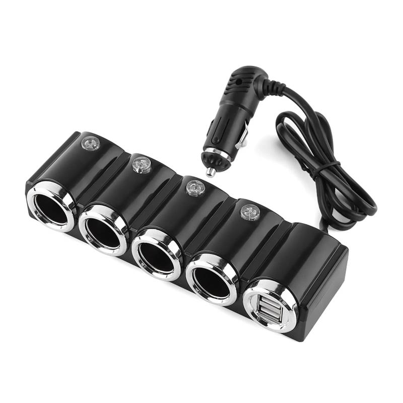 EVTSCAN 4-Wege-Autoladegerät Zigarettenanzünder-Splitter-Netzteil mit Multi-Sockel-Dual-USB-12V-24V-Ladegerät von EVTSCAN