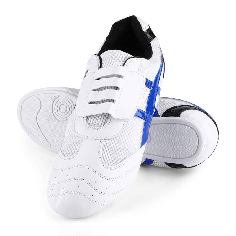 EVTSCAN Taekwondo-Boxschuhe, Kung-Fu-Schuhe, leicht, atmungsaktiv, Sport- und Gymnastikschuhe, Weiß, Blau, Größe 36–45 (37) von EVTSCAN