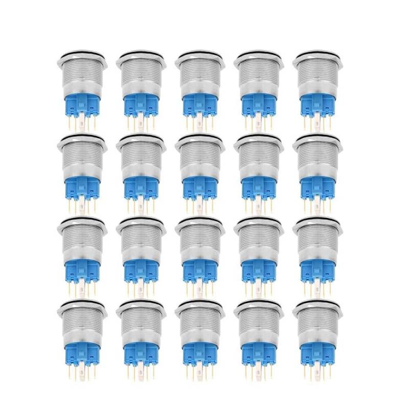 SELBSTSPERRENDE FLACHE RINGKOPF-TASTE SCHALTER AUS EDELSTAHL FÜR 20 STÜCK, EINFACH ZU BEDIENEN, IDEAL FÜR MASCHINENKONTROLLEN (Rot) von EVTSCAN