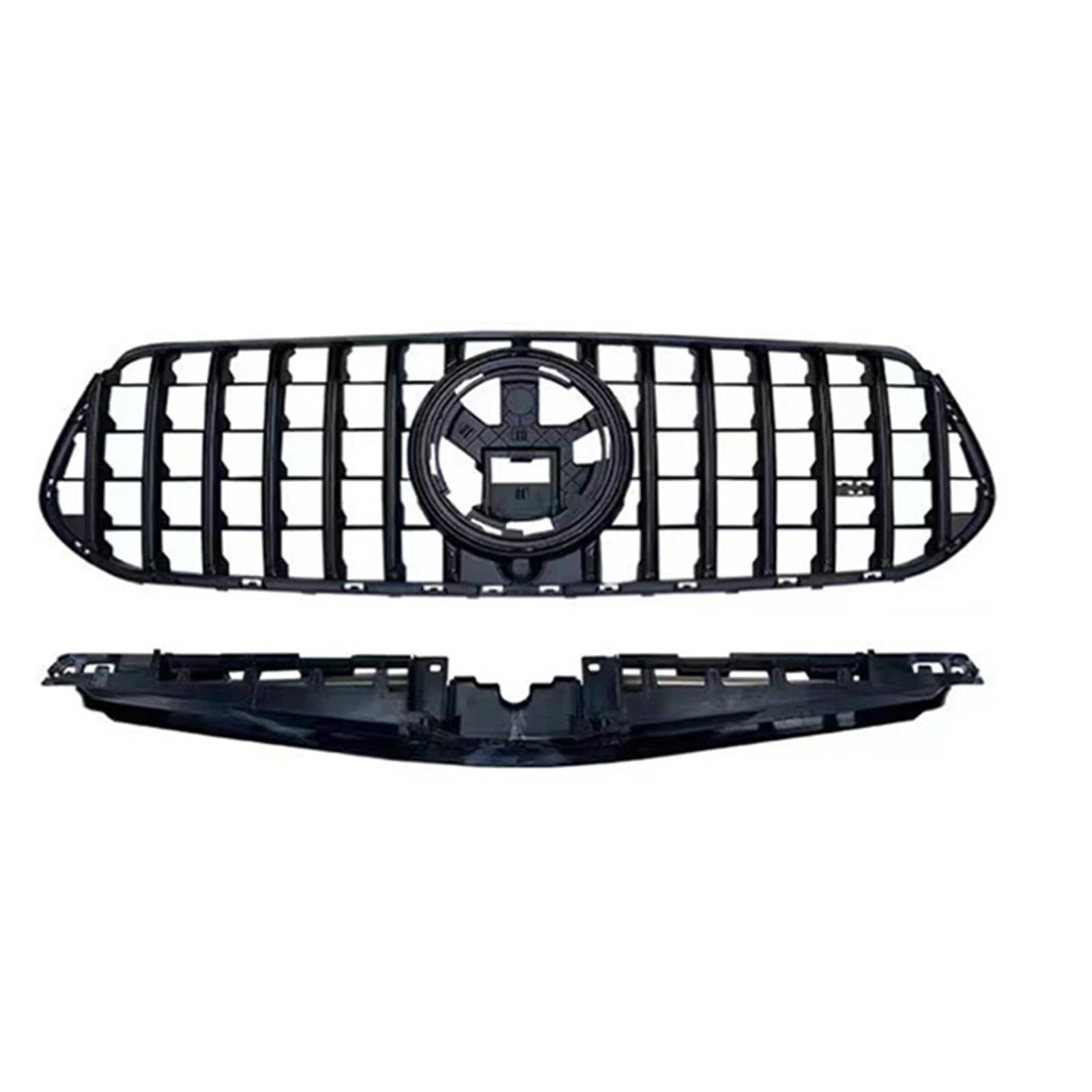 Kühlergrill Front Grill Für merc&edes Für Be&nz W167 GLE Klasse GLE350 GLE450 GLE580 2024 Sport Kühlergrill GT R Stil Oberen Stoßfänger Haube Mesh w/Halterung(Black) von EVURU