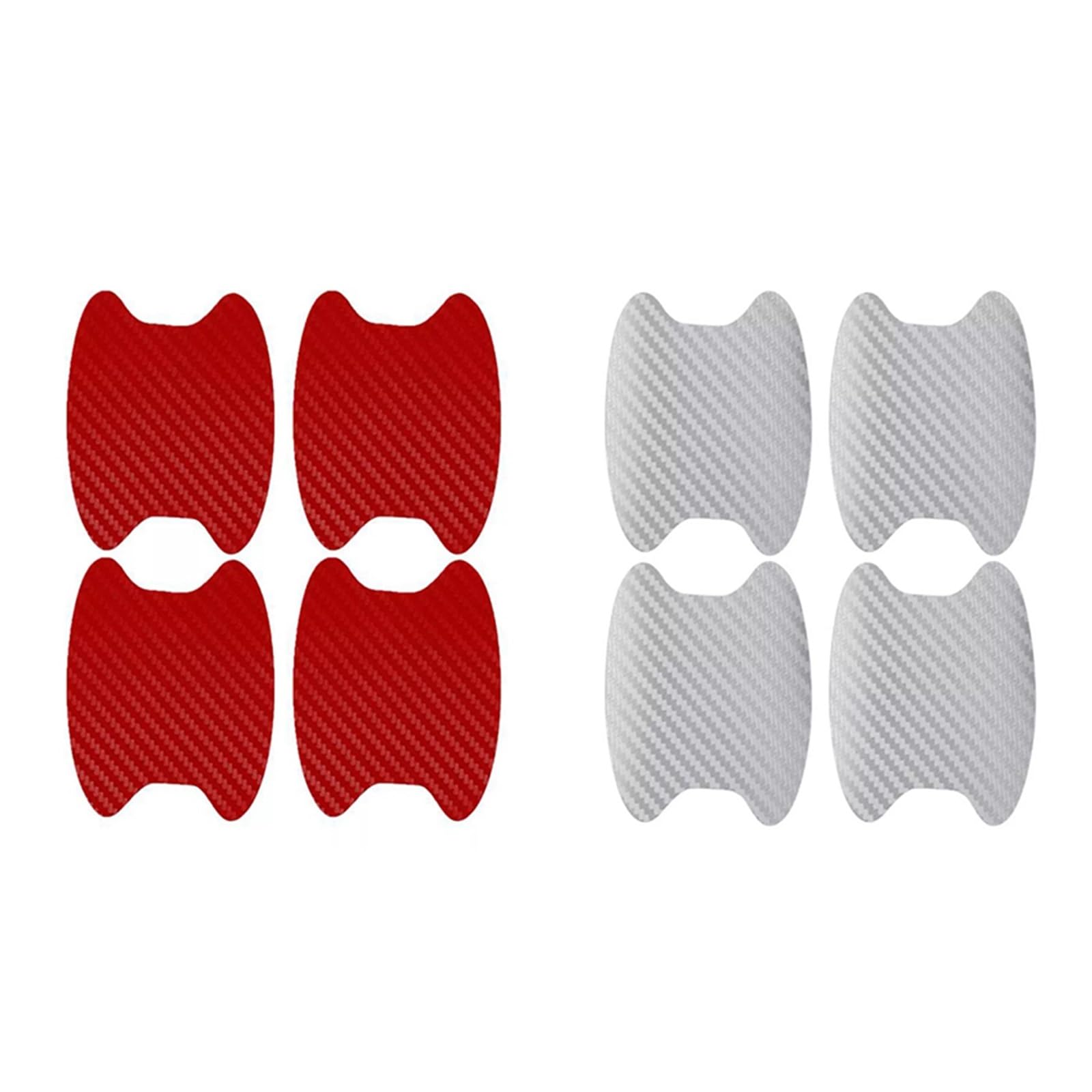 Qiong store 4 Teile/satz Auto Tür Aufkleber Carbon Faser Kratzer Beständig Abdeckung Auto Griff Schutz Film Außen Styling Auto Zubehör (Color : 4PC Red-4PC Silve) von EVURU