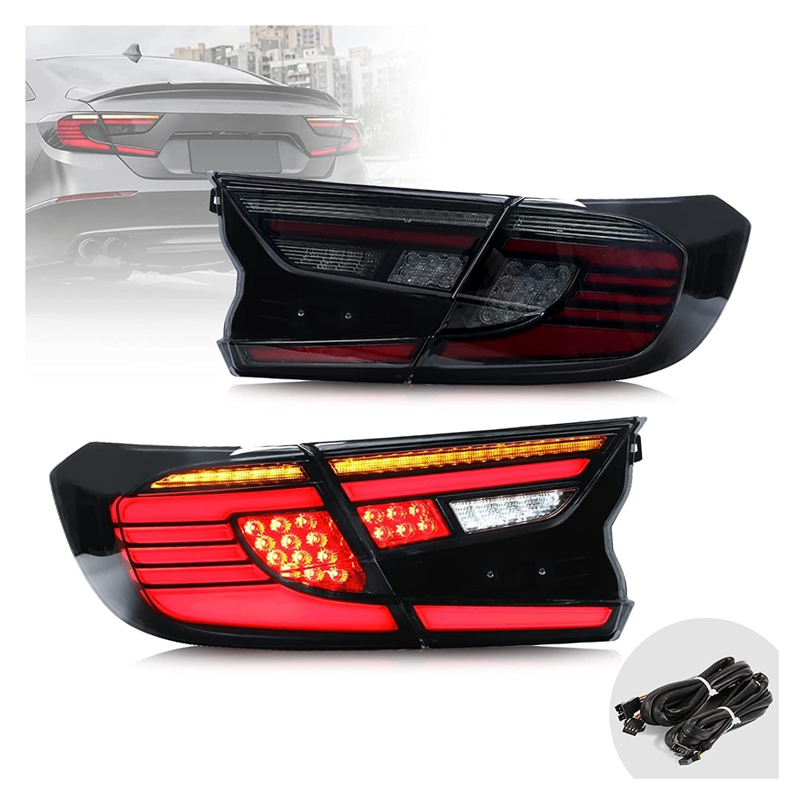 LED Taillights Assembly Compatible With Accord 2018-2022 10th Gen With DRL Start Up Animation Sequential Indicator Rear Lamp(Smoke) von EWOPILNEX