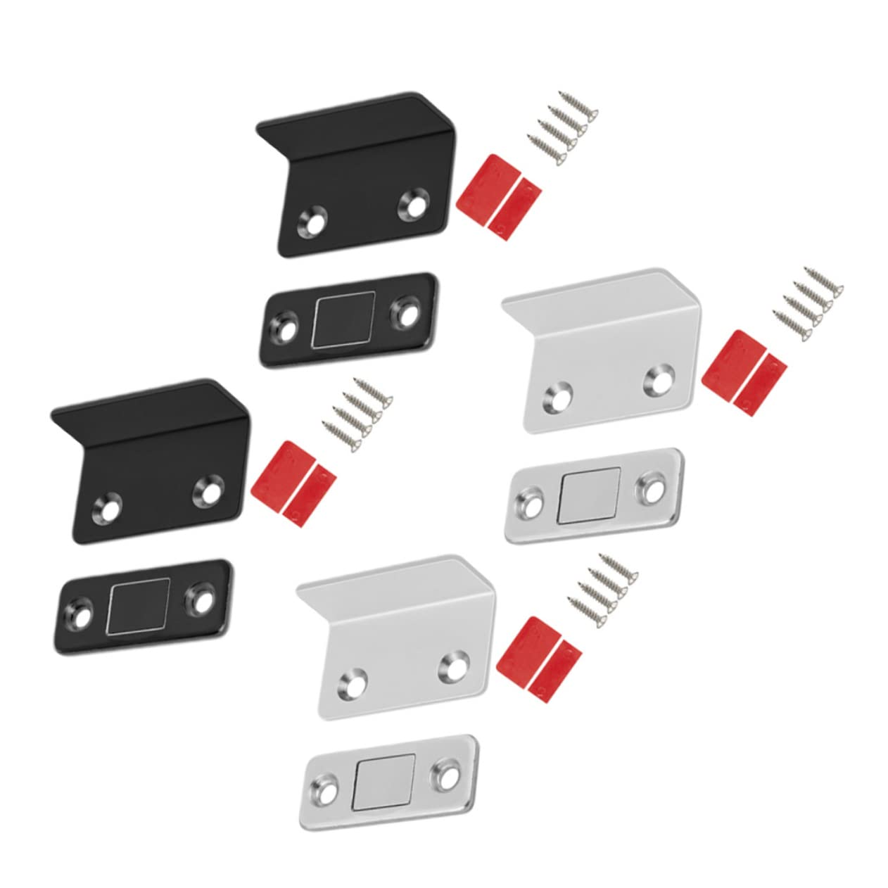 EXCEART 4 Sätze Kleiderschranktür Magnetstreifen Patch Magnete Hakenleiste Kombination Türstopper Sichtschutz Selbstklebend Garagenschnappverschlüsse Schranktürschloss Torschloss Stahl von EXCEART