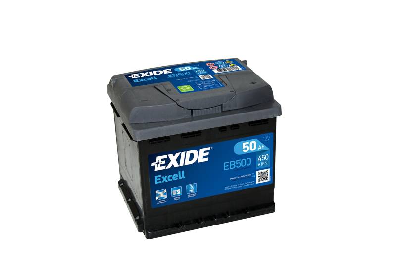 Exide Excell EB500 50Ah Autobatterie wartungsfrei (einbaufertig) von Exide