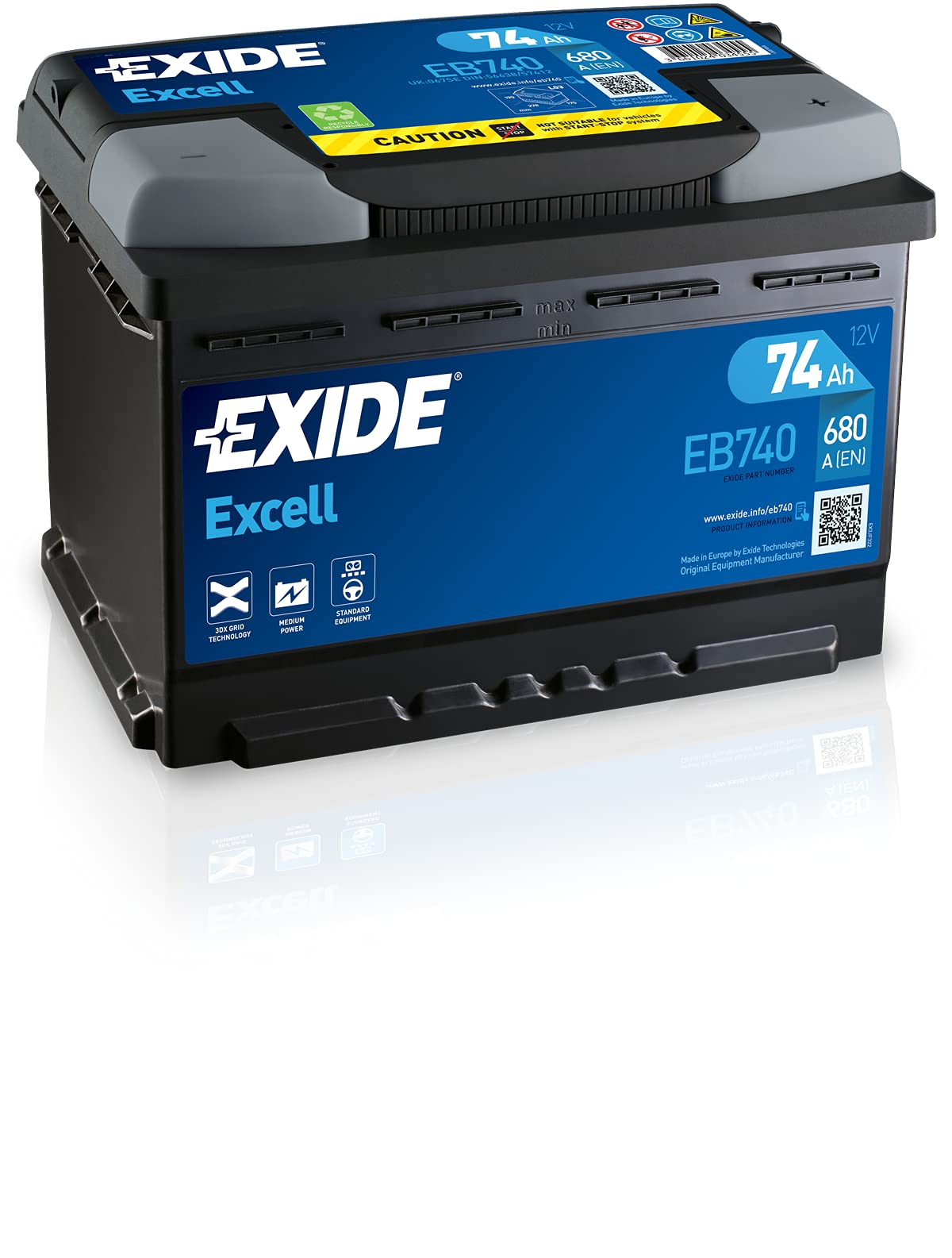 BATERÍA 12V/74AH - 680 CCA - SERIE EXIDE EXCELL EB740 von Exide