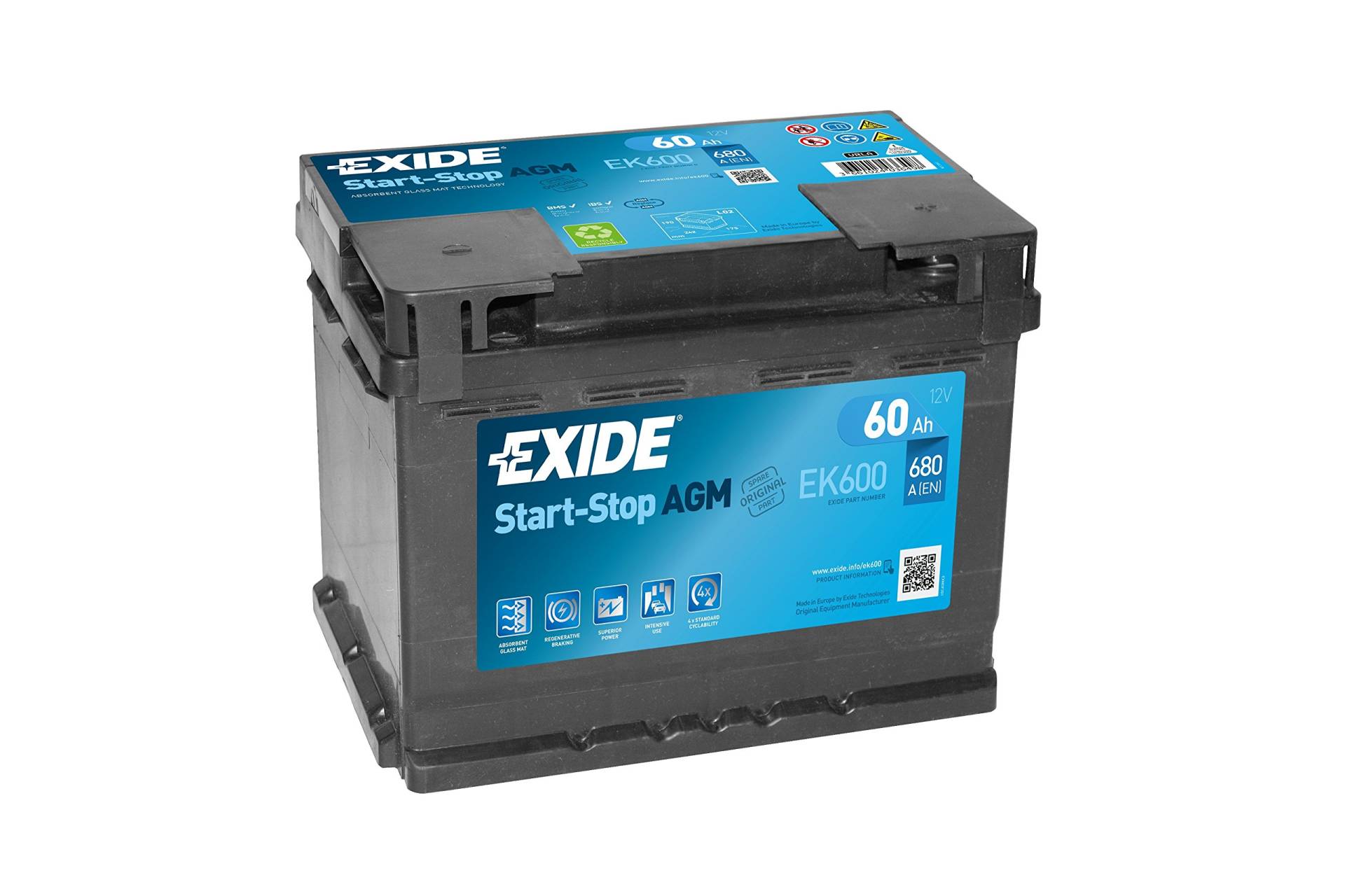 EXIDE AGM PKW Starter-Batterie, Schwarz von Exide Batteries