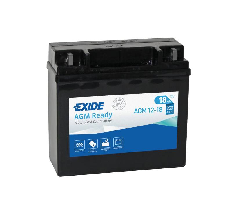 Exide AGM12-18 AGM-Ready Motorrad Starter-Batterie 12V 18Ah 250A von Exide Batteries