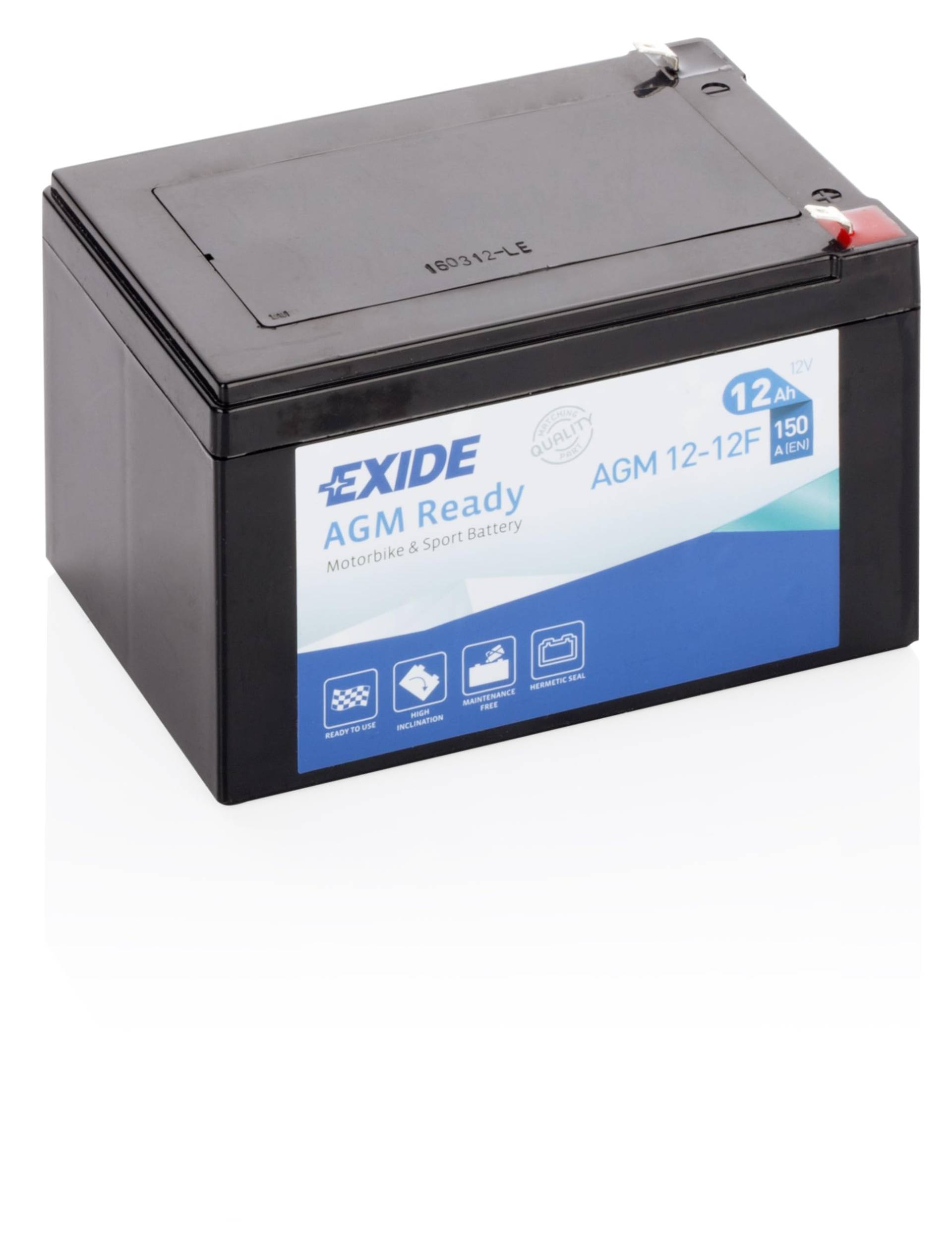 Exide AGM12-12F AGM-Ready Motorrad Starter-Batterie 12V 12Ah 100A von Exide Batteries