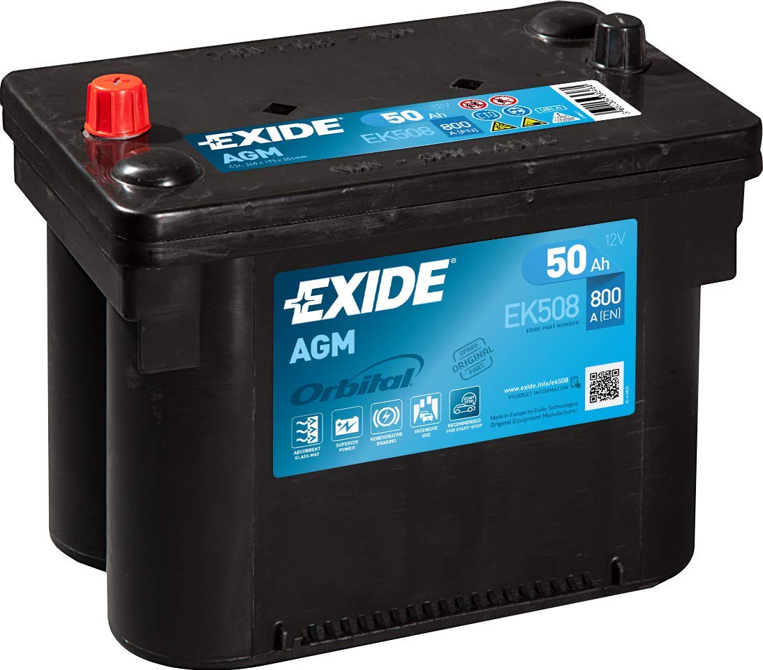 Exide EK508 AGM Starter-Batterie Start-Stop 12V 50Ah 800A von Exide Batteries