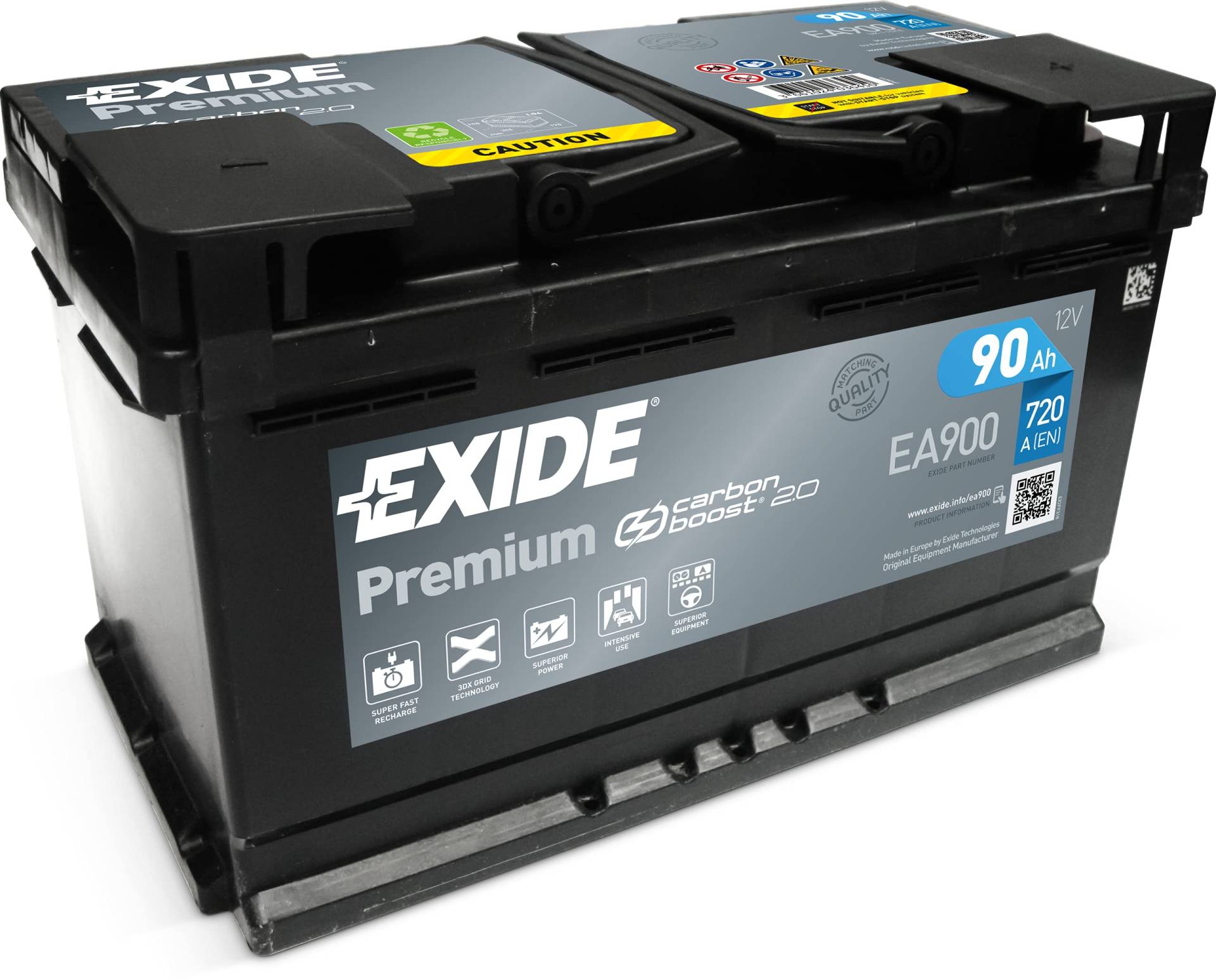 Exide EA900 Premium Carbon Boost Autobatterie 12V 90Ah 720A von EXIDE