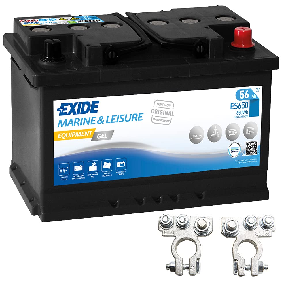 Exide Equipment Gel Batterie ES 650 12V 56Ah inkl. Polklemmen Boot Solar Wohnmobil von EXIDE