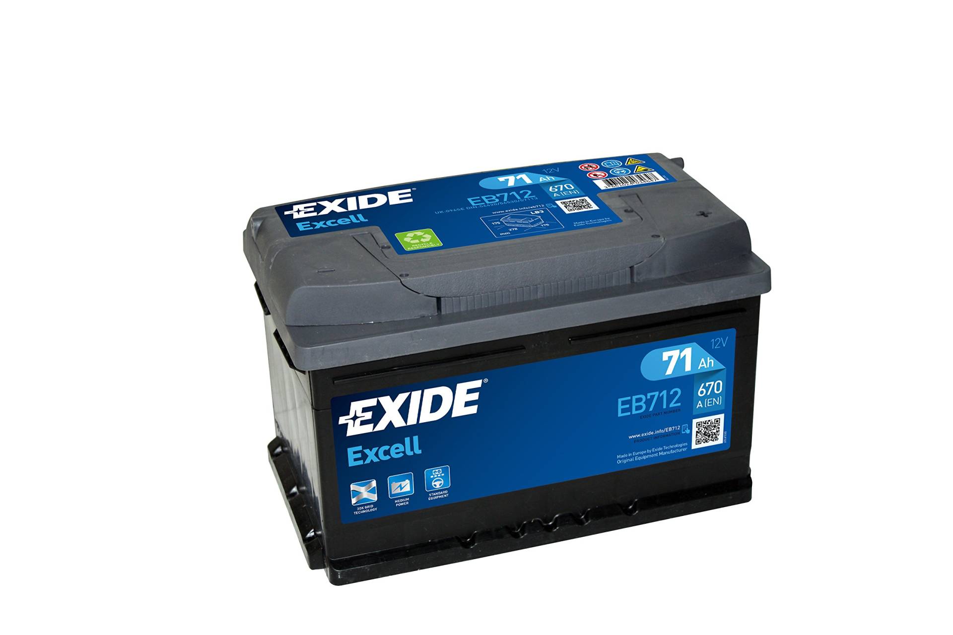 BATERÍA 12V/71AH - 670 CCA - SERIE EXIDE EXCELL EB712 von Exide