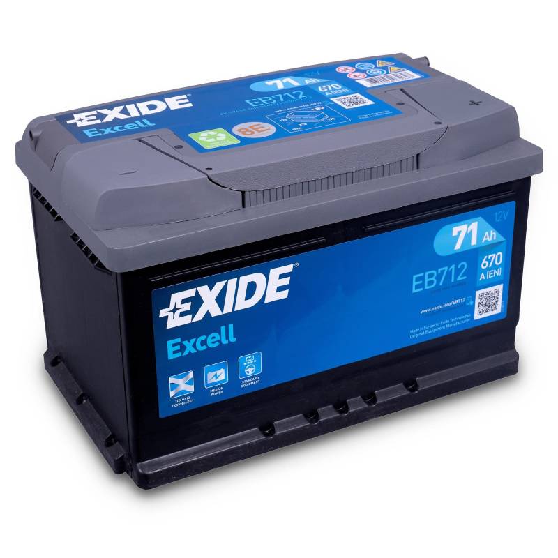 Exide Excell EB712 71Ah Autobatterie wartungsfrei (einbaufertig) von Exide