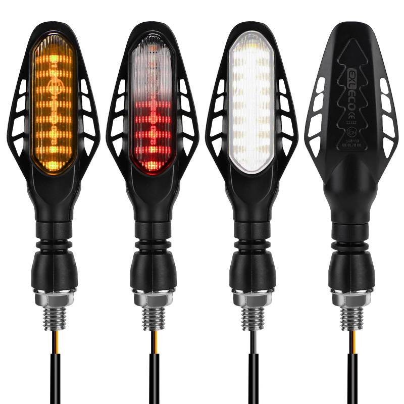 EXLECO 4 x Highlight LED Motorrad Blinker 12V M10 Universal LED Blinker 16LEDs Wasserdicht Hintere Blinkerleuchte Motorrad Seitenblinker Kontrollleuchte IP65 für Motocross Moped 3 Lichttypen von EXLECO