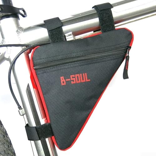 EXTRWORY B Soul Fahrrad-Rahmen-Vorderrohr-Dreiecktasche, wasserdichte Fahrradtasche, Haltersattel, Polyester-Material, schwarz + grün (schwarz + rot) von EXTRWORY